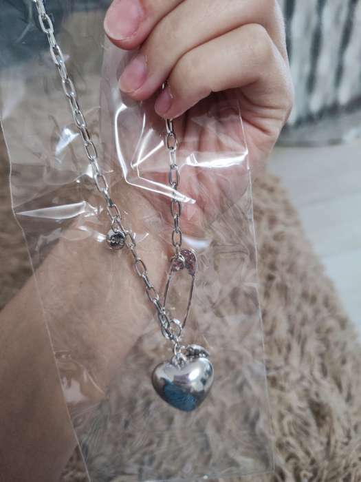 Фотография покупателя товара Кулон «Цепь» сердечко на булавке, цвет серебро, 50 см