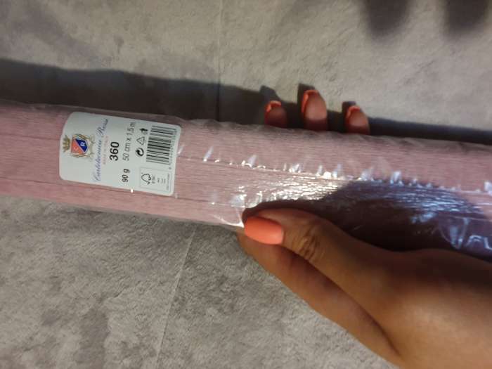 Фотография покупателя товара Бумага гофрированная 360 бледно-розовый , 90г, 50 см х 1, 5 м - Фото 1