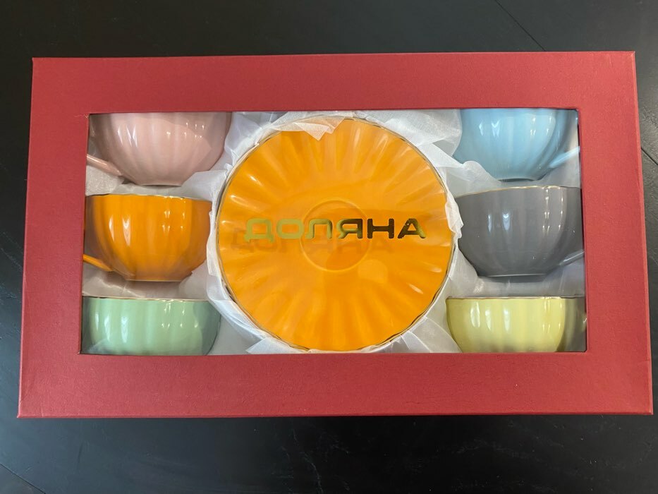 Фотография покупателя товара УЦЕНКА Сервиз фарфоровый чайный Доляна «Вивьен», 12 предметов: 6 чашек 200 мл, 6 блюдец d=15 см, цвет зелёный - Фото 2