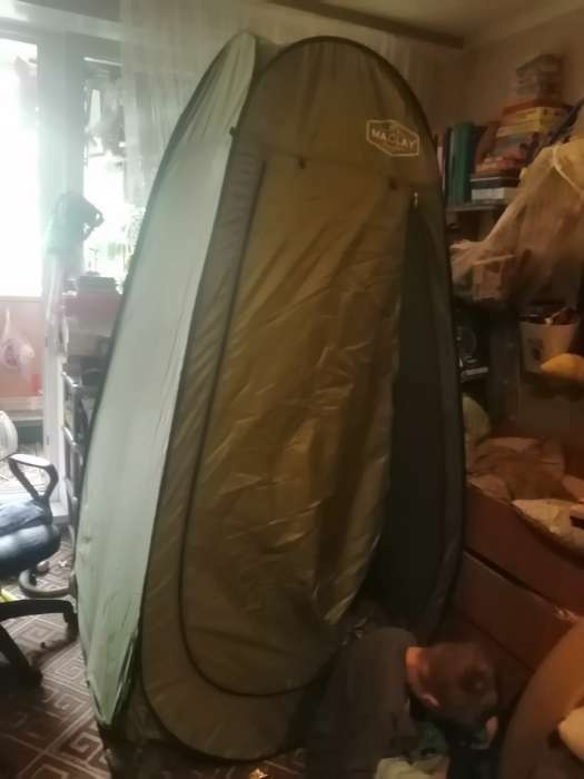 Фотография покупателя товара Палатка туристическая Maclay, самораскрывающаяся, для душа, 120х120х195 см, цвет зелёный - Фото 1
