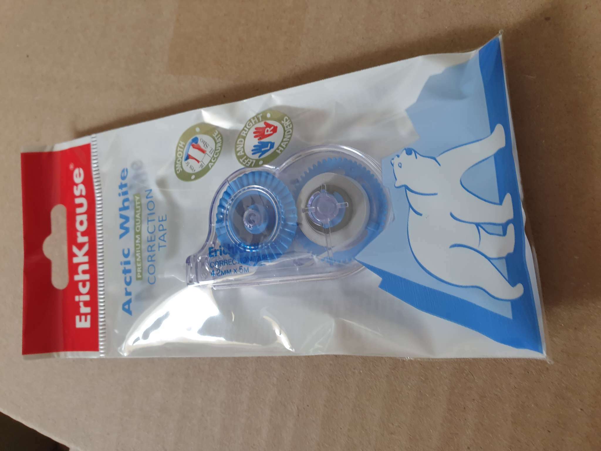 Фотография покупателя товара Корректирующая лента 4.2 мм × 5 м, ErichKrause Arctic white, супер-белая, европодвес - Фото 1