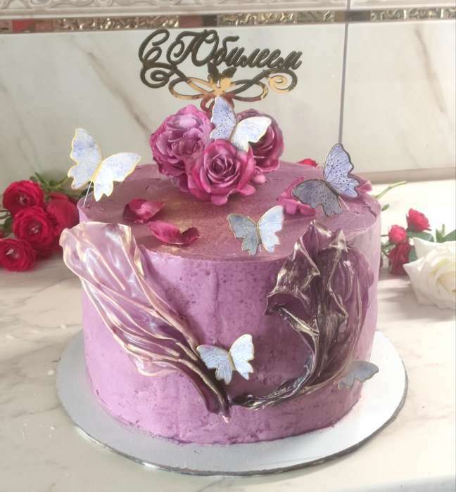 Фотография покупателя товара Набор для украшения торта «С днём рождения», бабочки, цвет сиреневый - Фото 8
