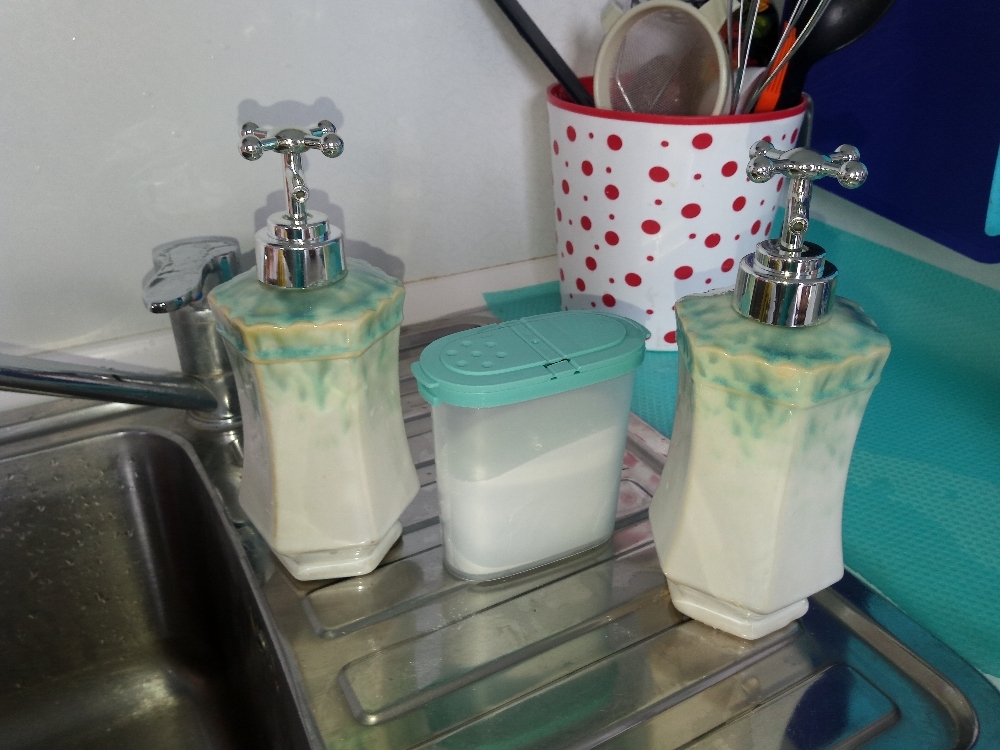 Фотография покупателя товара Дозатор для жидкого мыла Доляна «Эльза», 450 мл, цвет бирюзовый - Фото 1