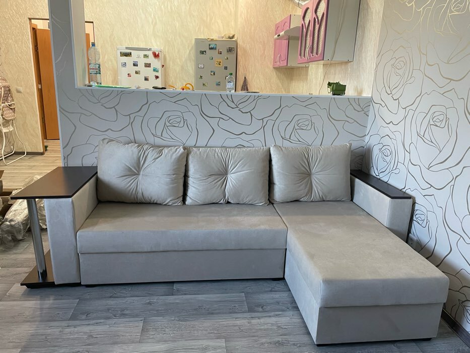 Фотография покупателя товара Угловой диван «Атланта лайт», правый угол, механизм еврокнижка, микровельвет, чёрный - Фото 1