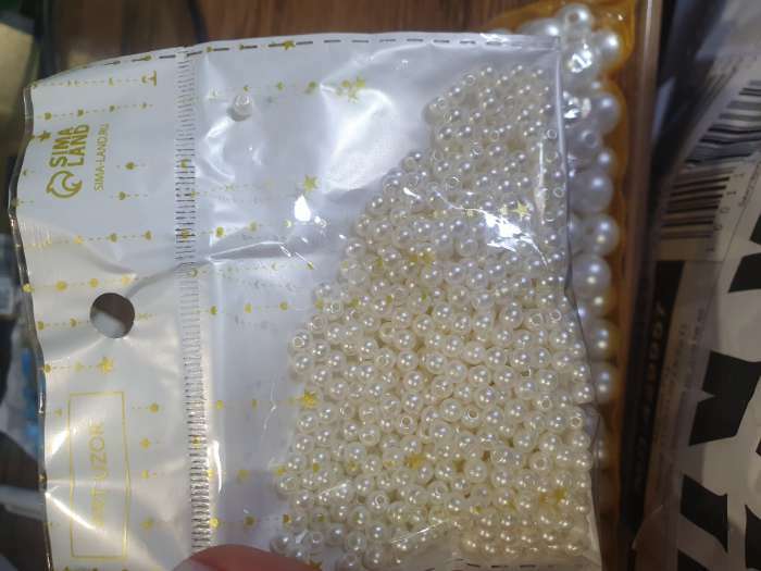 Фотография покупателя товара Бусины для творчества «Жемчуг», белый d=0.4 см, 20 г - Фото 1