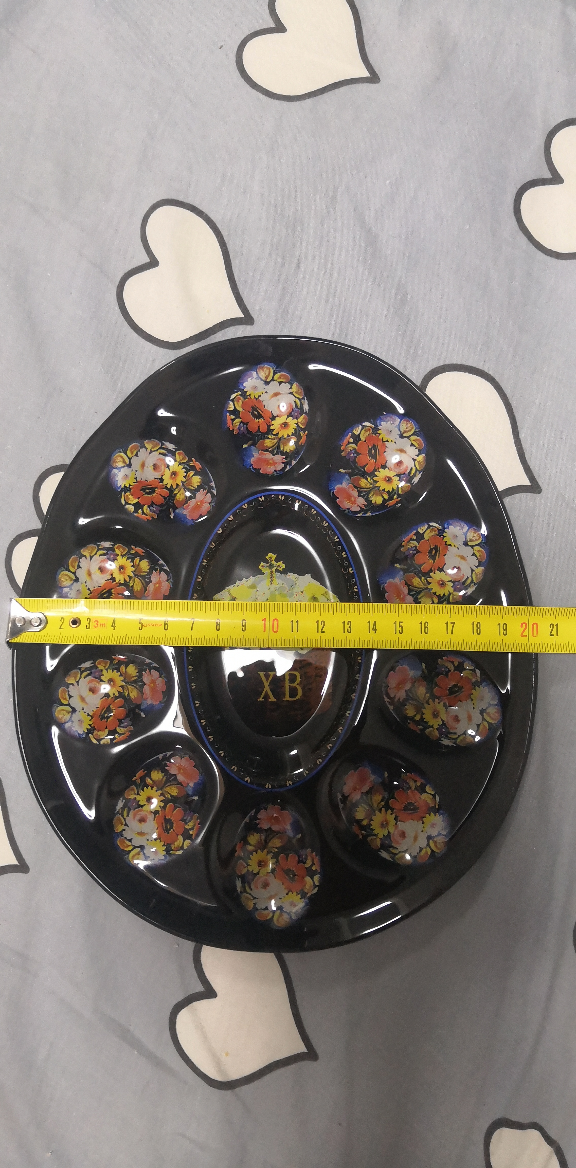 Фотография покупателя товара Подставка стеклянная для яиц Доляна «Пасха», 10 ячеек, 24×20,5 см, цвет чёрный - Фото 4