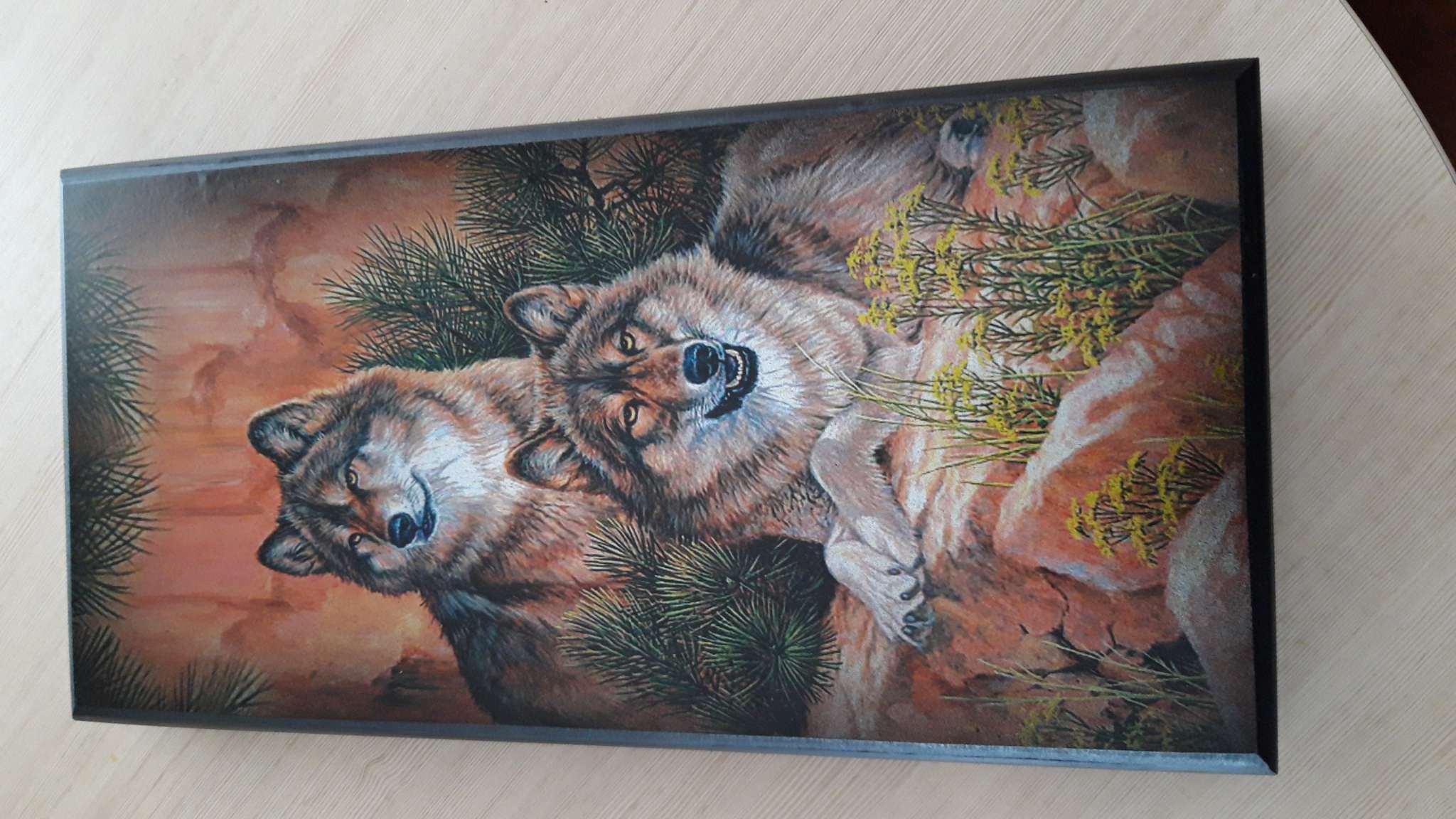 Фотография покупателя товара Нарды "Волки", деревянная доска 40 x 40 см, с полем для игры в шашки - Фото 1
