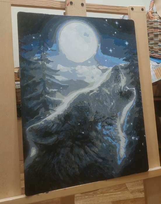 Фотография покупателя товара Лунная роспись по номерам без подрамника «Волк, 30 х 40 см