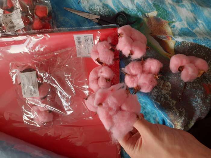 Фотография покупателя товара Декор сухоцвет "Хлопок" d-5 см, 5 см, розовый
