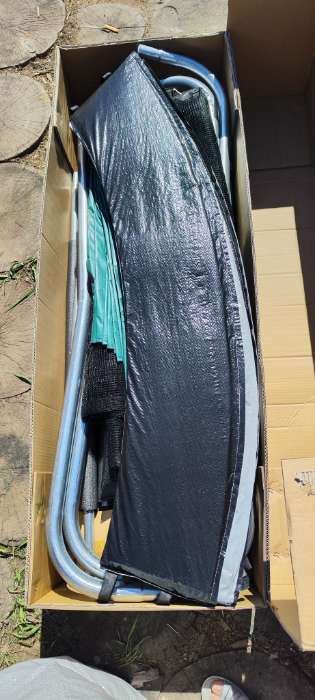 Фотография покупателя товара Батут ONLITOP, d=366 см, высота сетки 173 см, с лестницей, цвет серый/салатовый