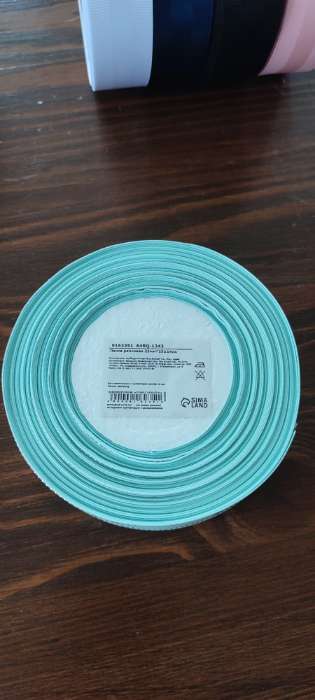 Фотография покупателя товара Лента репсовая «Серебряные нити», 25 мм × 23 ± 1 м, цвет светло-голубой №013