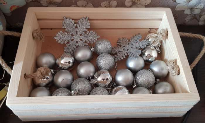 Фотография покупателя товара Ёлочные игрушки «Снежинка», новогодние, набор 24 шт., серебро/белый - Фото 1