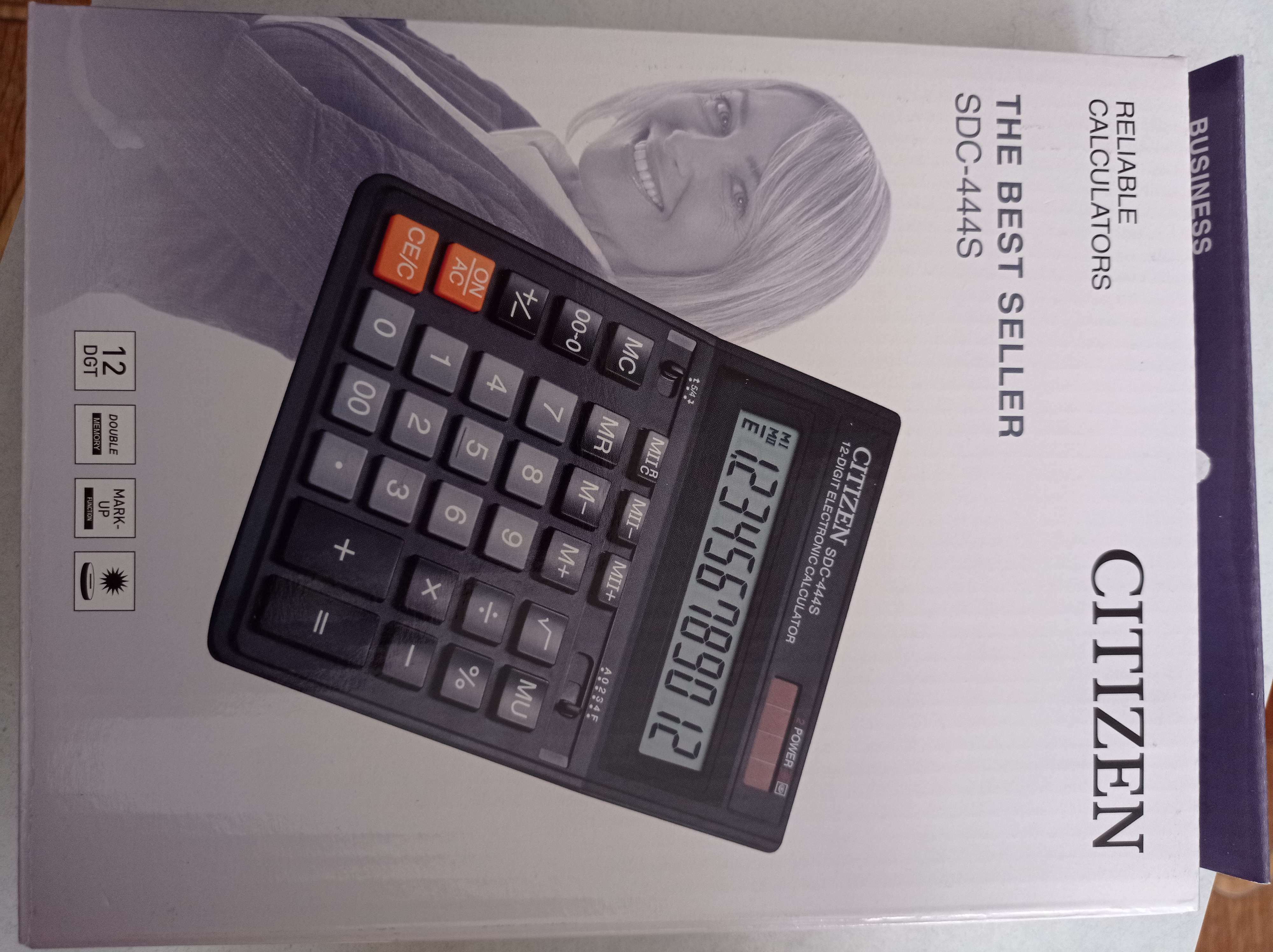 Фотография покупателя товара Калькулятор настольный Citizen "SDC-444S", 12-разрядный, 153 x 199 x 31 мм, двойное питание, черный - Фото 2