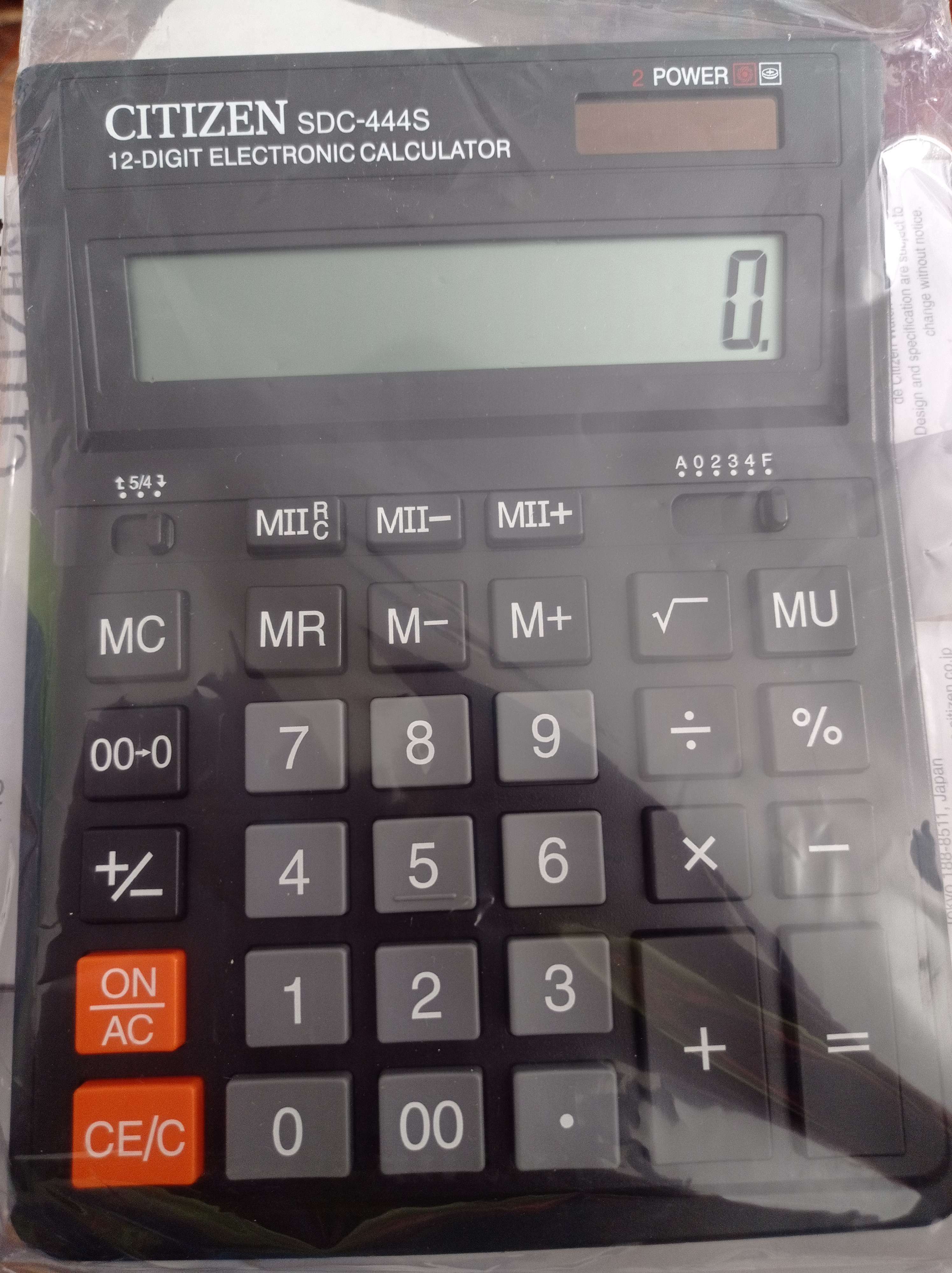 Фотография покупателя товара Калькулятор настольный Citizen "SDC-444S", 12-разрядный, 153 x 199 x 31 мм, двойное питание, черный - Фото 1