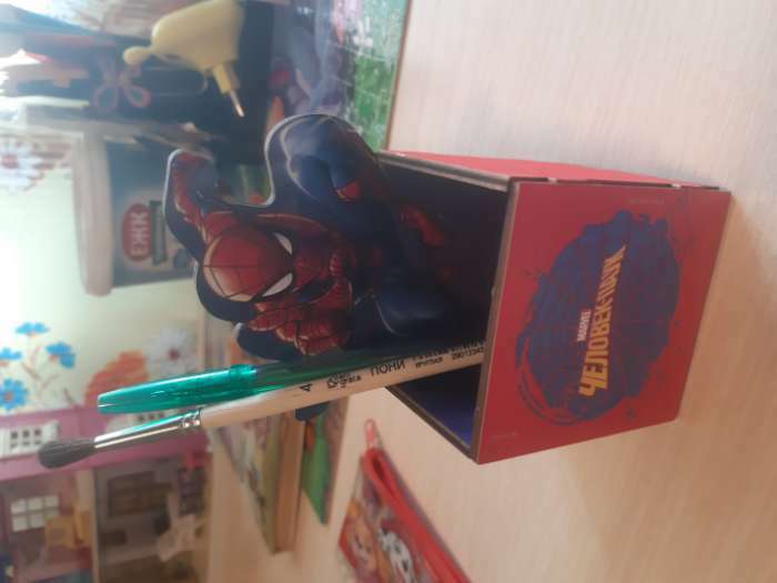 Фотография покупателя товара Органайзер для канцелярии, 6.5х6.5х7 см, Человек-паук