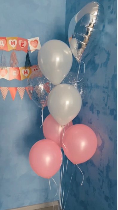 Фотография покупателя товара Букет из шаров «1 годик», для девочки, латекс, фольга, набор 9 шт. - Фото 1