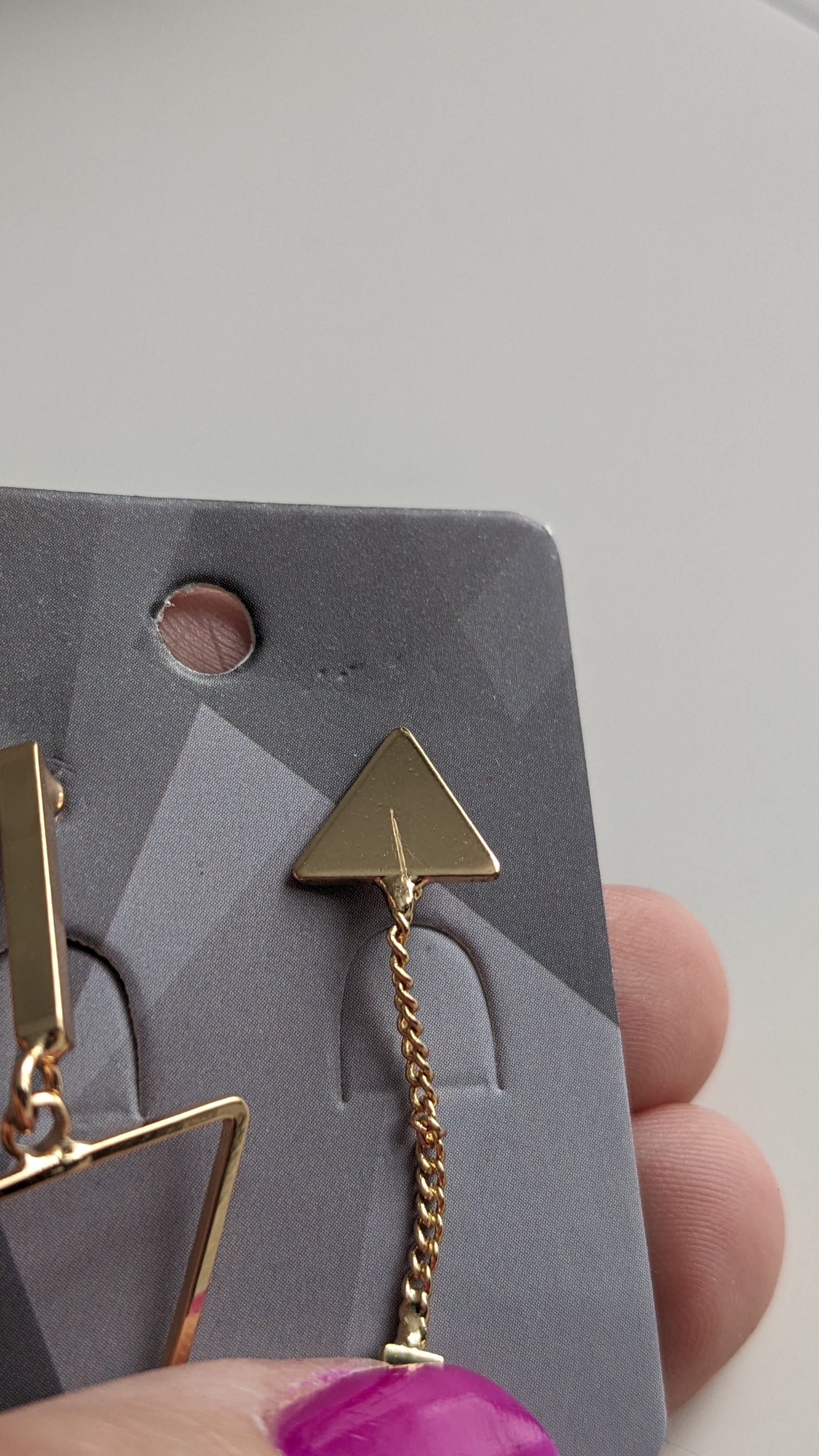 Фотография покупателя товара Серьги висячие "Геометрия" треугольники, цвет золото, 7,5см - Фото 2