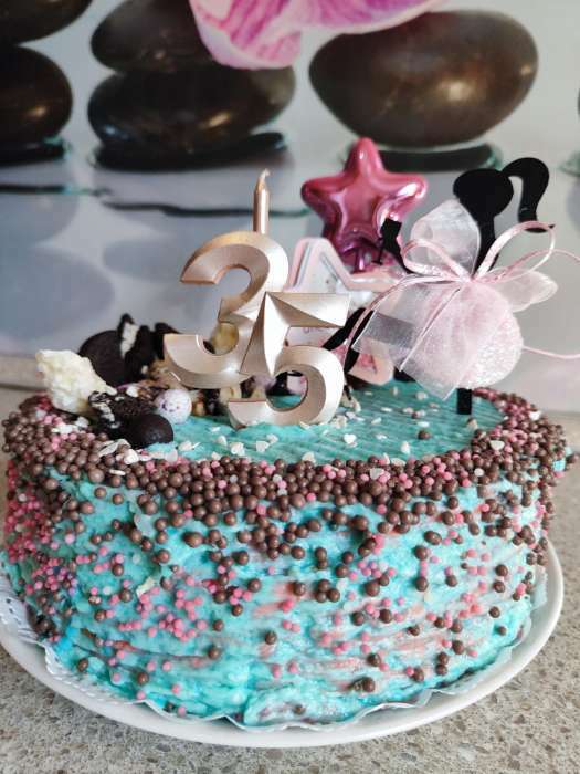 Фотография покупателя товара Свеча в торт «Юбилейная», цифра 10, 10 см, шампань - Фото 5