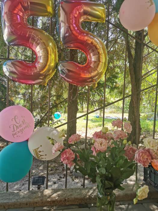 Фотография покупателя товара Воздушные шары латексные 12" «С днём рождения», 5 шт. - Фото 6