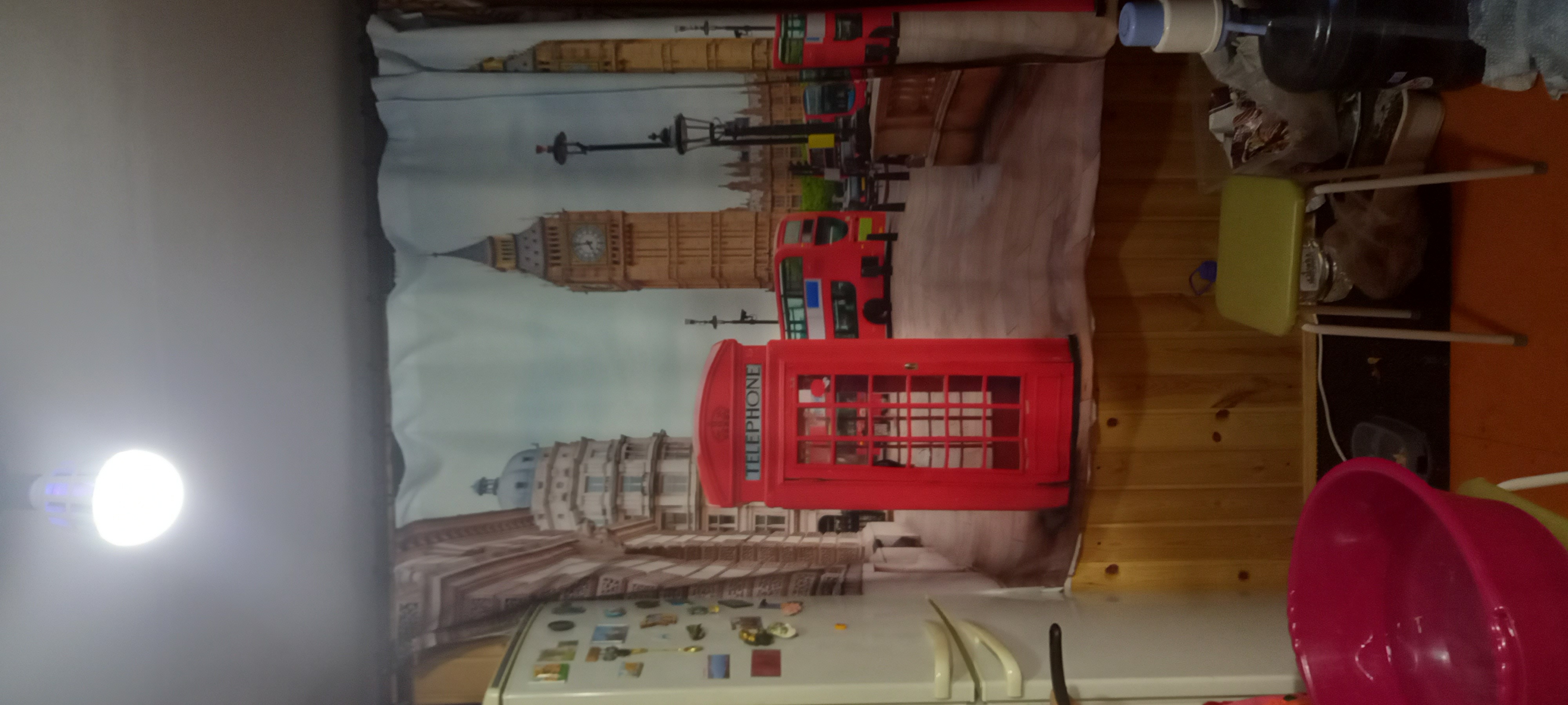 Фотография покупателя товара Фотошторы кухонные «Лондонские будки», размер 145х160 см - 2 шт, габардин - Фото 1