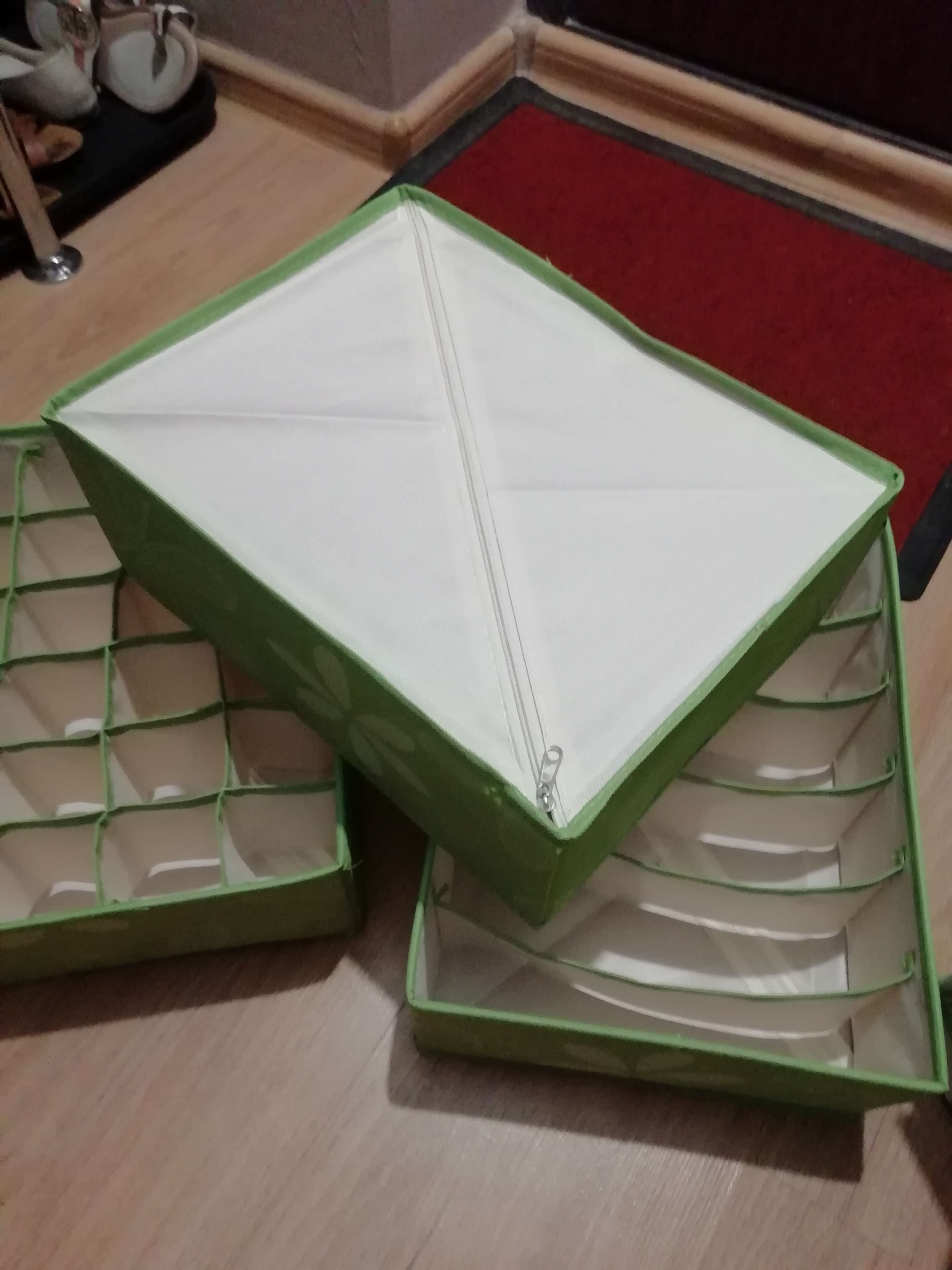 Фотография покупателя товара Набор органайзеров для хранения белья «Листочки», 3 шт, 32×24×12 см, цвет зелёный - Фото 5