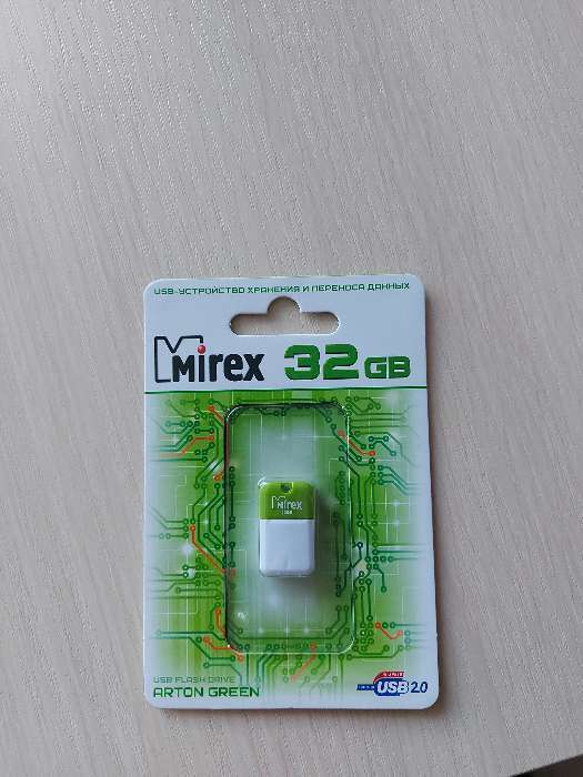 Фотография покупателя товара Флешка Mirex ARTON GREEN, 32 Гб, USB2.0, чт до 25 Мб/с, зап до 15 Мб/с, белая-зеленая - Фото 1