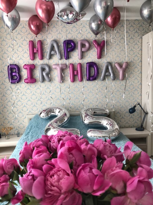 Фотография покупателя товара Шар фольгированный 16" «Happy Birthday», заглавные буквы, цвет розовый