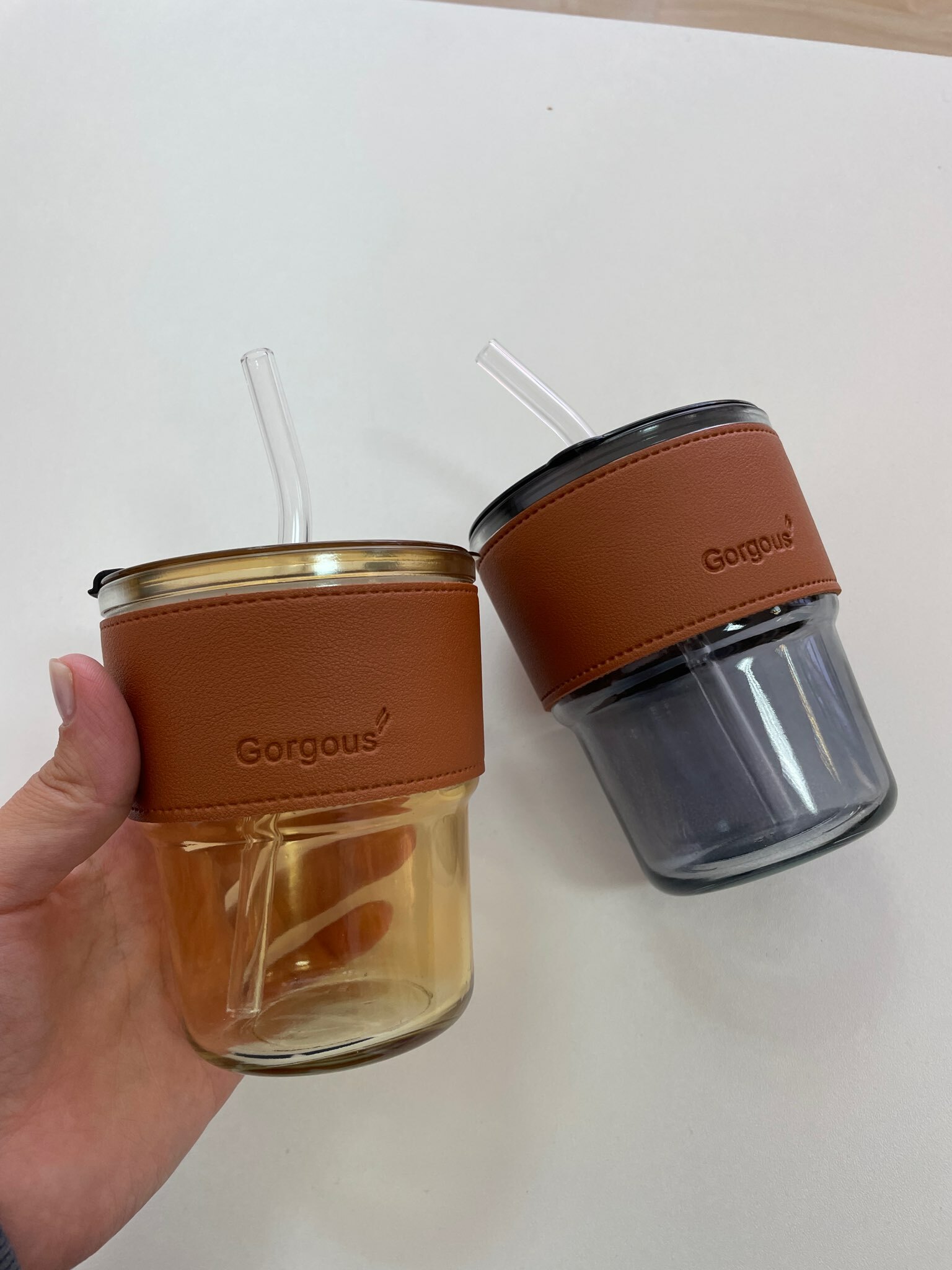 Фотография покупателя товара Стакан «Вида», 350 мл, с крышкой и трубочкой, стекло, МИКС - Фото 2