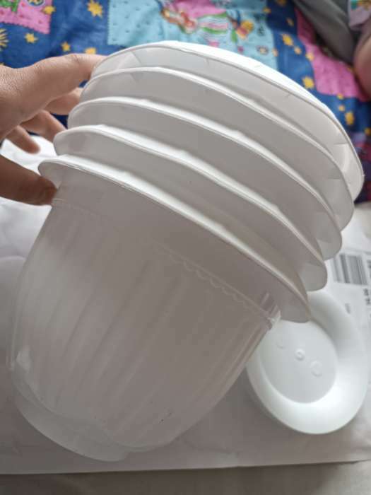 Фотография покупателя товара Горшок для цветов с поддоном «Байкал», 2 л, пластиковый, белый - Фото 3