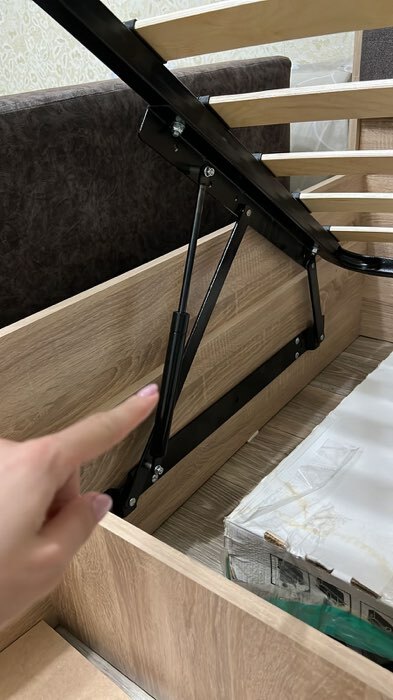 Фотография покупателя товара Кровать двуспальная «Клик Мебель. Оливия», с подъёмным механизмом, с ортопедическим основанием, 1600×2000 мм, цвет дуб сонома/какао рогожка - Фото 4