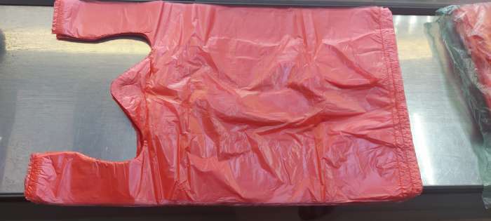 Фотография покупателя товара Пакет майка, полиэтиленовый, красный 24 х 42 см, 8 мкм - Фото 4