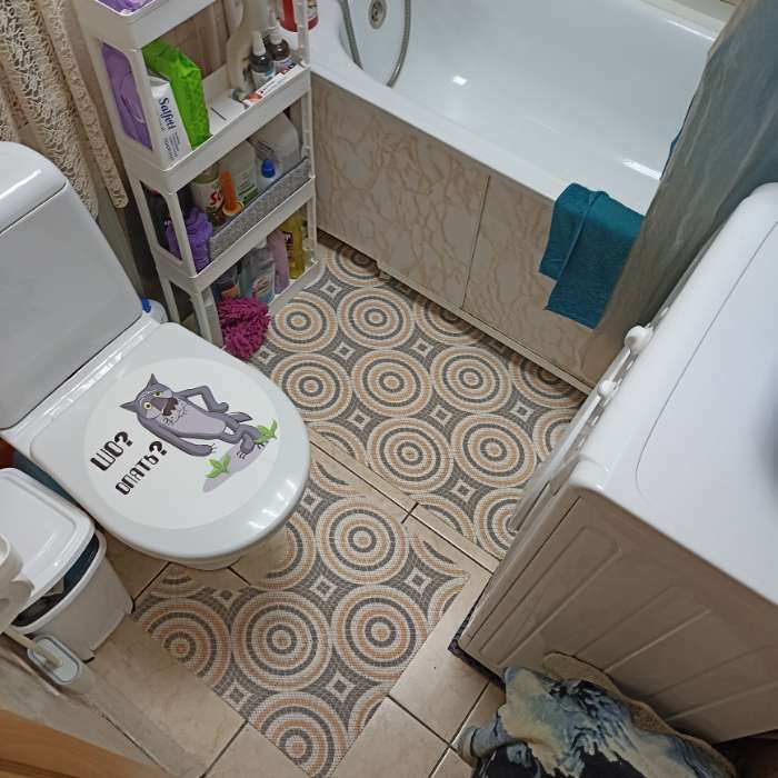 Фотография покупателя товара Набор ковриков для ванны и туалета Вилина «Круги», 2 шт: 50×52, 50×85 см
