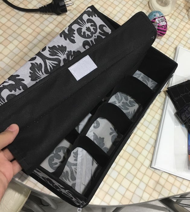 Фотография покупателя товара Органайзер для хранения белья с крышкой Доляна «Вензель», 12 отделений, 30×20×10 см, цвет чёрно-белый