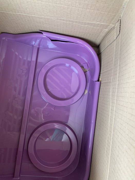 Фотография покупателя товара Миски с лотком "Феликс" 0,3 л, 41 x 30 x 6 см, фиолетовый лоток, белые миски - Фото 52