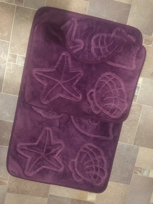 Фотография покупателя товара Набор ковриков для ванной и туалета Доляна «Ракушки», объёмные, 2 шт, 40×50, 50×80 см, цвет бордовый - Фото 2