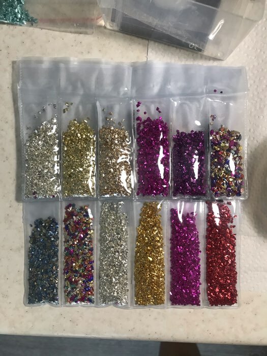 Фотография покупателя товара Крошка стеклянная для эпоксидной смолы, набор 6 цветов, вес 1 цвета — 5 г - Фото 1