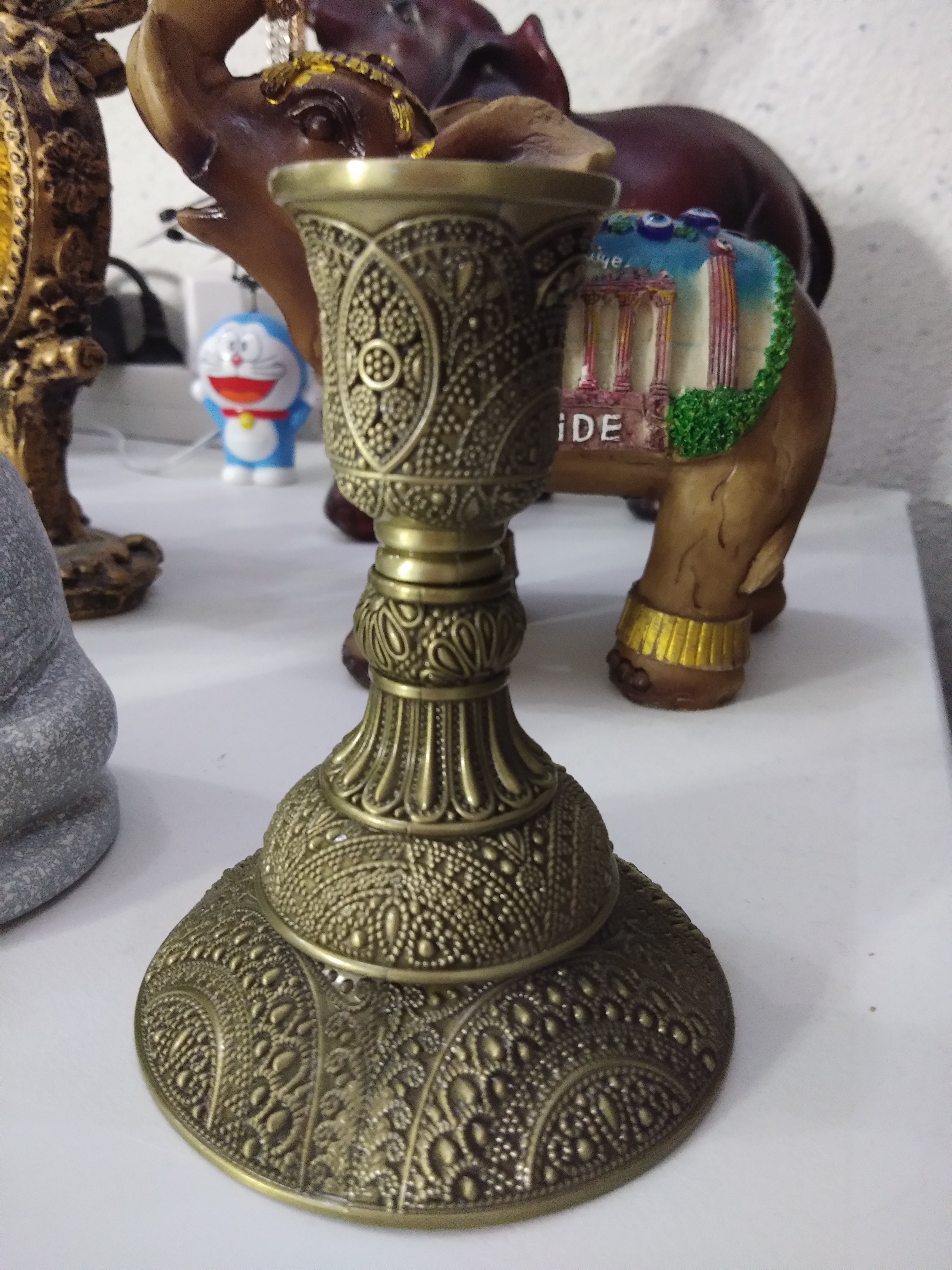 Фотография покупателя товара Металлический подсвечник на 1 свечу «Раджа», под бронзу, 10×8×8 см - Фото 1