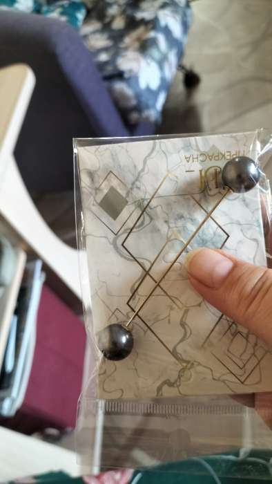 Фотография покупателя товара Булавка «Две жемчужины», 6 см, серая в золоте - Фото 3