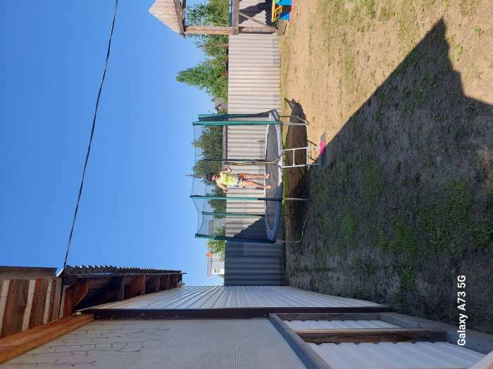 Фотография покупателя товара Батут ONLYTOP, d=305 см, высота сетки 173 см, с лестницей, цвет серый/салатовый