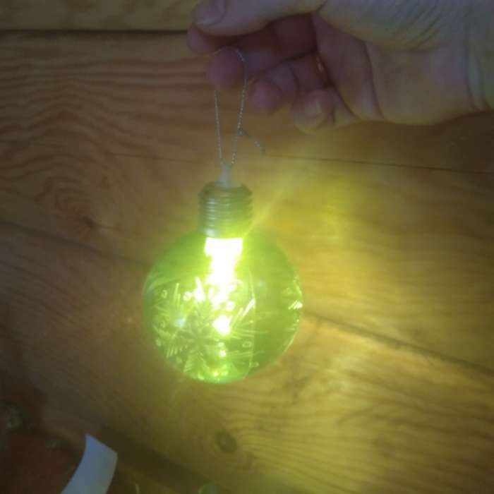 Фотография покупателя товара Ёлочный шар «Снежинка», батарейки, 1 LED, свечение тёплое белое