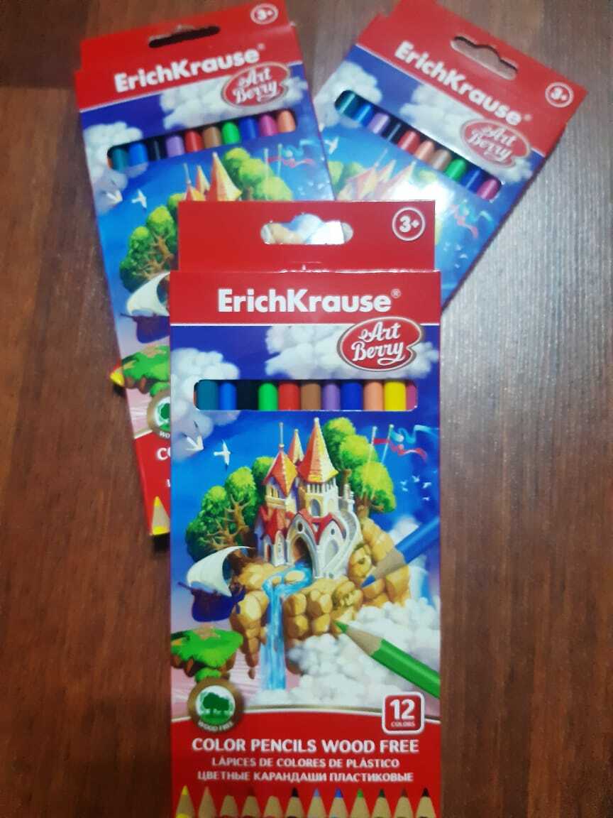 Фотография покупателя товара Карандаши 12 цветов ErichKrause ArtBerry премиум, пластик, трехгранные, мягкий 3.0 мм грифель, картонная упаковка, экономный расход грифеля, европодвес - Фото 2