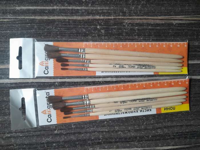 Фотография покупателя товара Набор кистей для рисования, пони, 5 штук: №: 1, 2, 3, 4, 5, Calligrata, круглые, деревянная ручка, в пенале - Фото 1