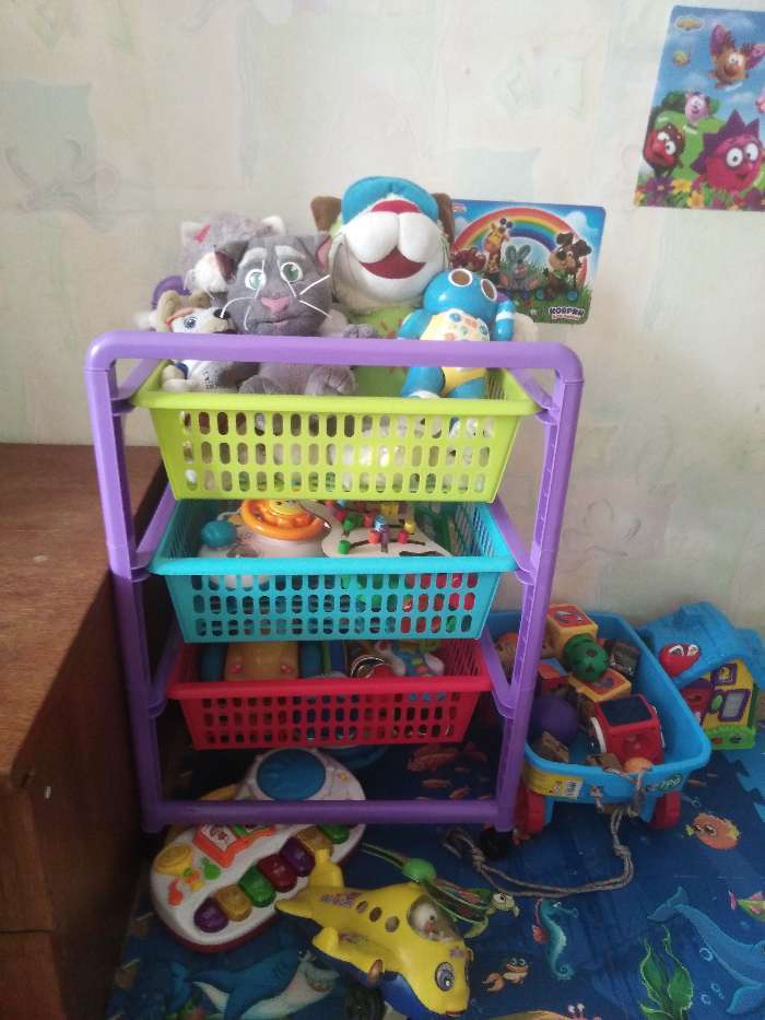 Фотография покупателя товара Этажерка для игрушек "Радуга" на колесах, с выдвигающимися лотками - Фото 1
