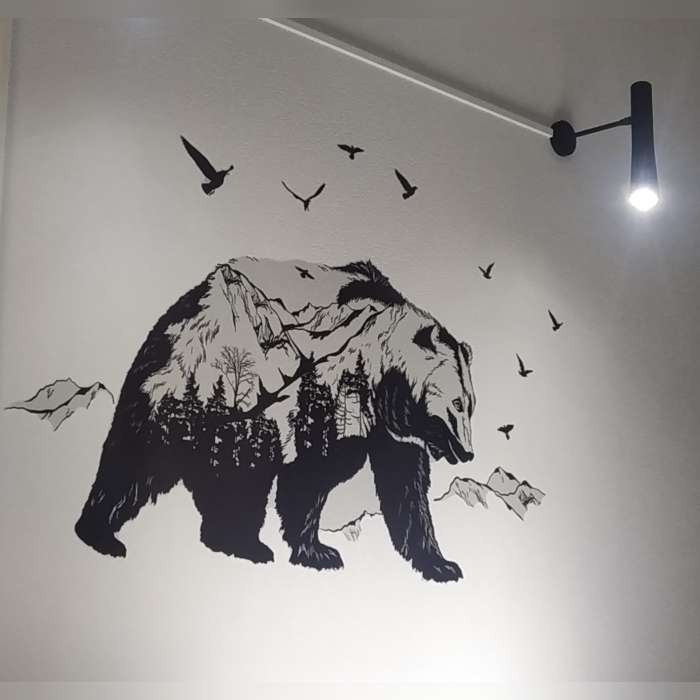 Фотография покупателя товара Наклейка интерьерная «Медведь - царь тайги», 60×90 см - Фото 4