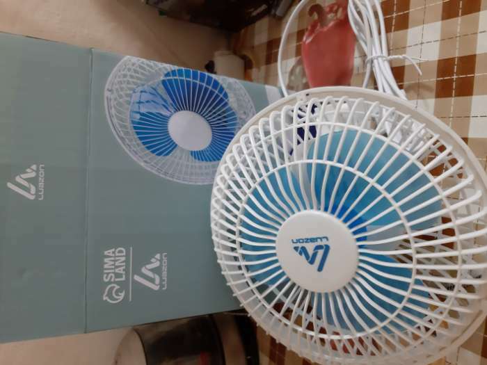 Фотография покупателя товара Вентилятор Luazon LOF-04, настольный, 15 Вт, 15 см, 2 режима, пластик, бело-голубой
