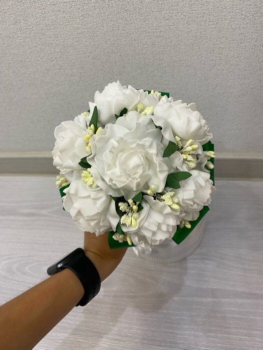 Фотография покупателя товара Букет "Объёмный цветок" 7 цветков, белый - Фото 1