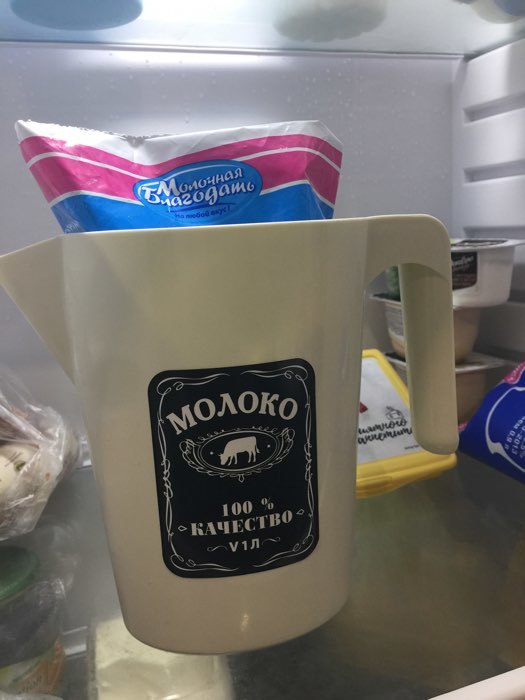 Фотография покупателя товара Кувшин-подставка для молочного пакета "100% качества", 1 литр - Фото 1