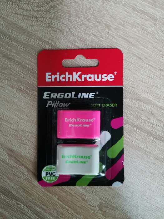 Фотография покупателя товара Набор ластиков 2 штуки ErgoLine Pillow, 33 х 21 х 8 мм, мягкий, гипоаллергенный, в блистере - Фото 1
