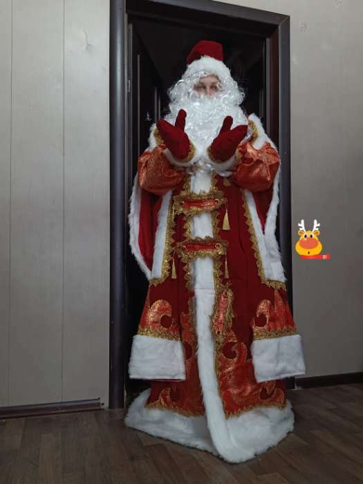 Фотография покупателя товара Карнавальный костюм «Царский Дед Мороз», шуба, шапка, варежки, борода, парик, мешок, р. 54, рост 188 см - Фото 1