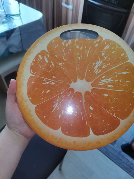 Фотография покупателя товара Доска разделочная и сервировочная круглая кухонная "Апельсин в разрезе", 25,5 см - Фото 5